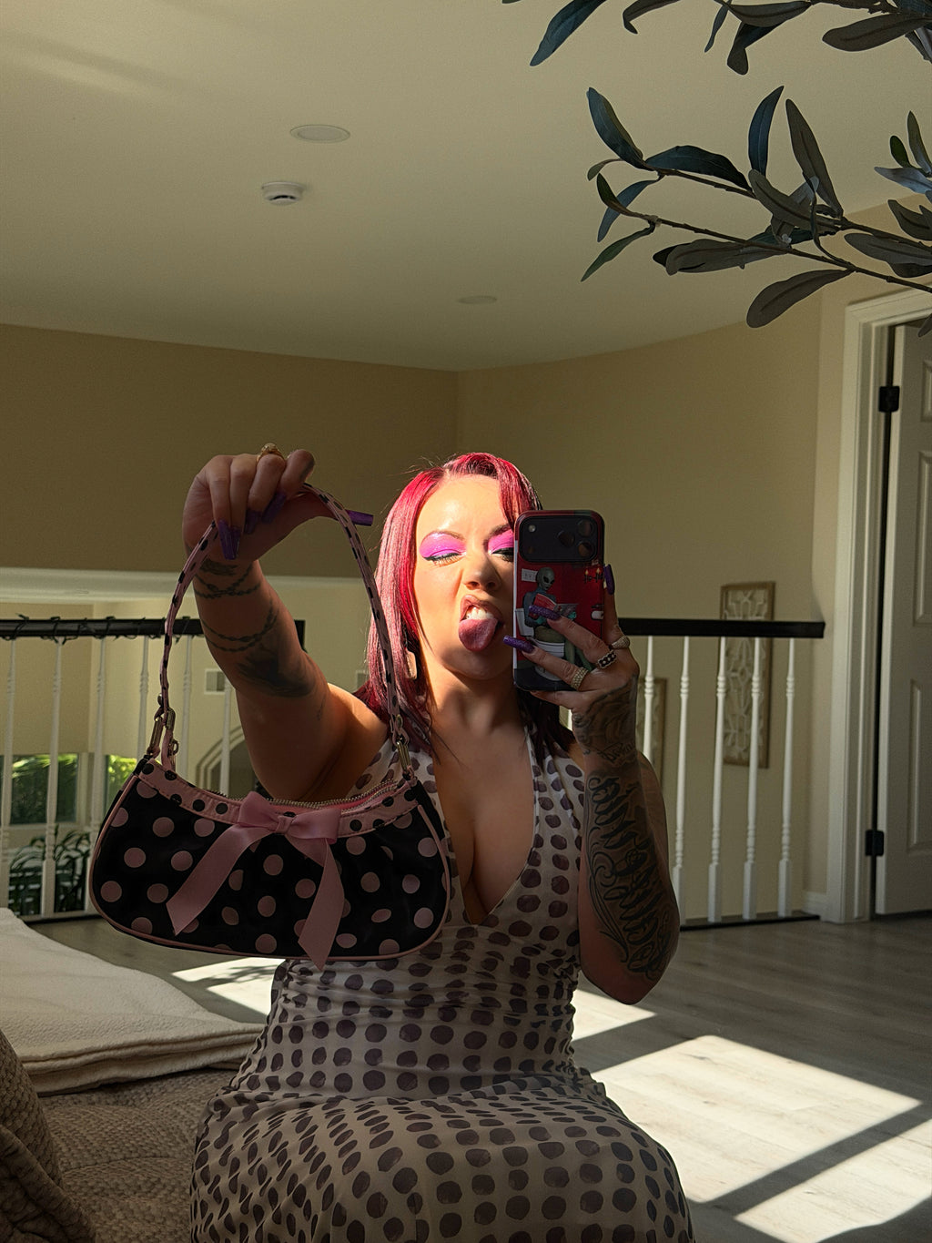 Polka Dotted Baddie Dress and Purse Set