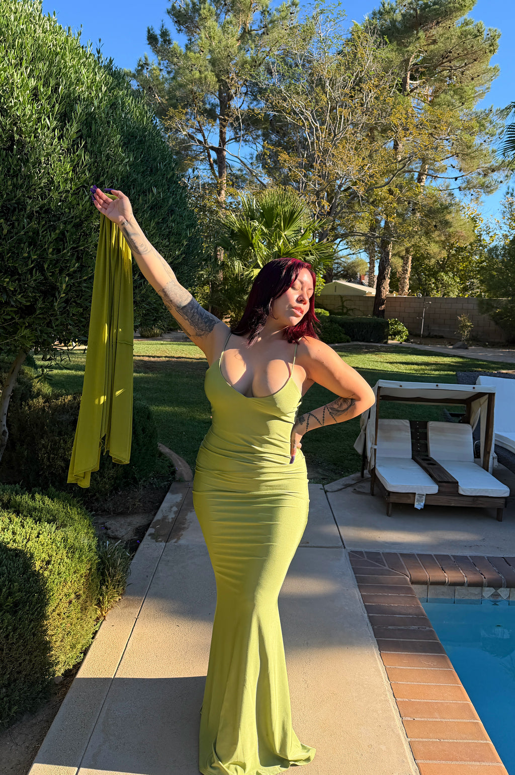 Green Mimosa Gown with Cape