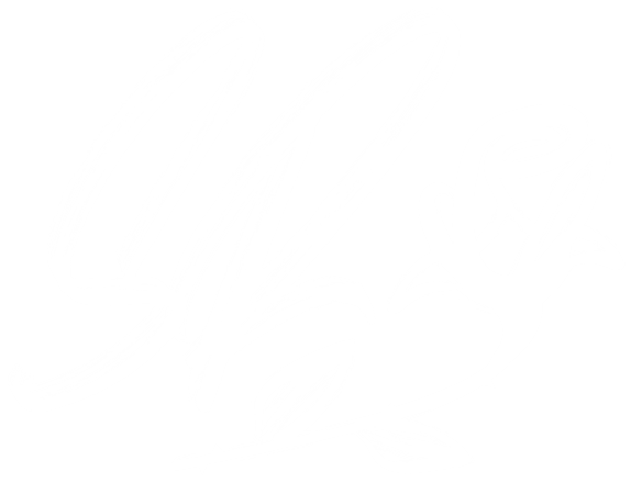 A minimalist white graphic design featuring a large, stylized "SR" with a rose.