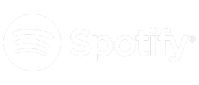 White logo graphic featuring the text "Spotify"